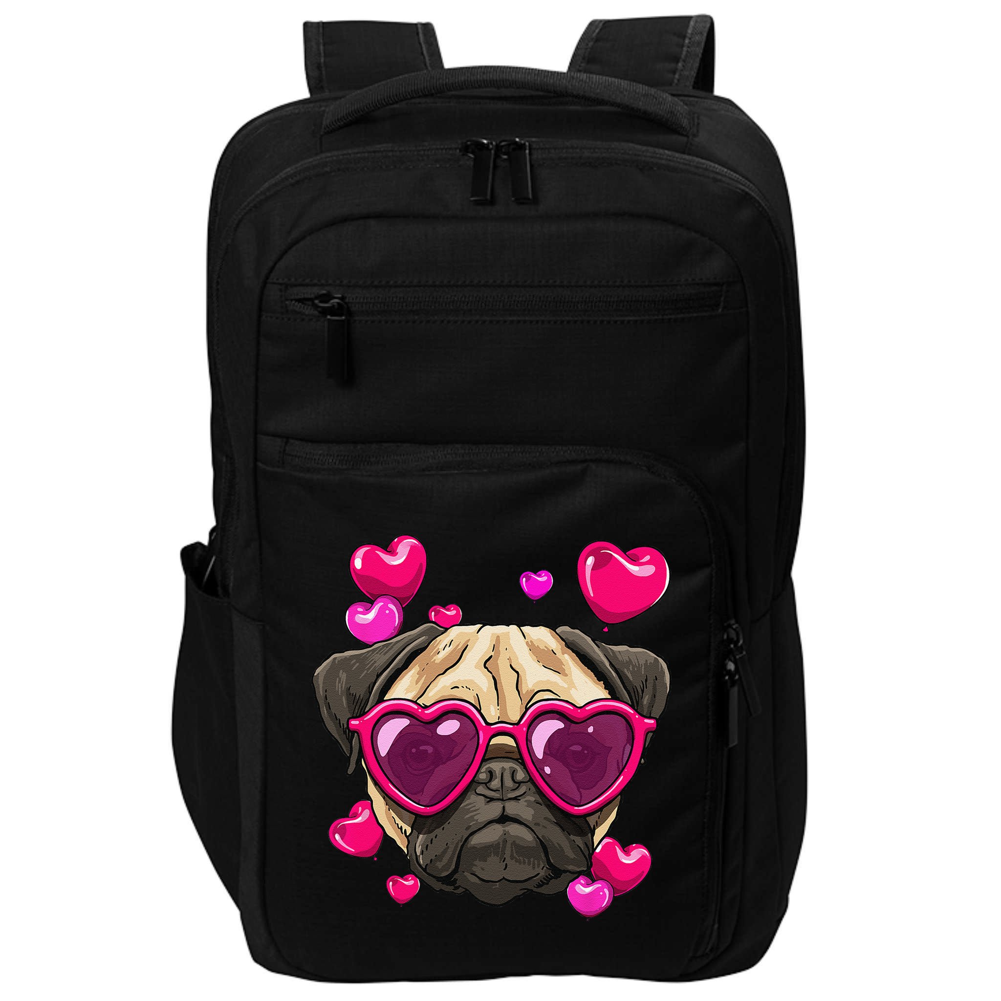 Pug Valentines Day Heart Pug Dog Lover Impact Tech Backpack