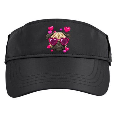 Pug Valentines Day Heart Pug Dog Lover Adult Drive Performance Visor