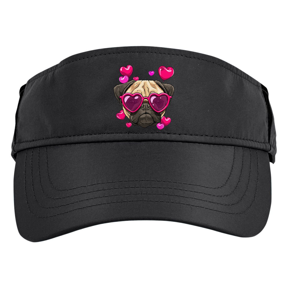 Pug Valentines Day Heart Pug Dog Lover Adult Drive Performance Visor