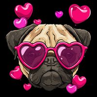 Pug Valentines Day Heart Pug Dog Lover Bucket Hat