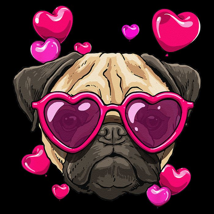 Pug Valentines Day Heart Pug Dog Lover Bucket Hat