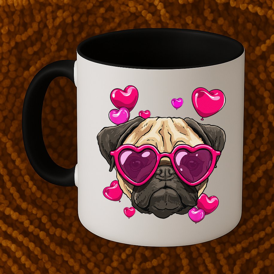 Pug Valentines Day Heart Pug Dog Lover Mug