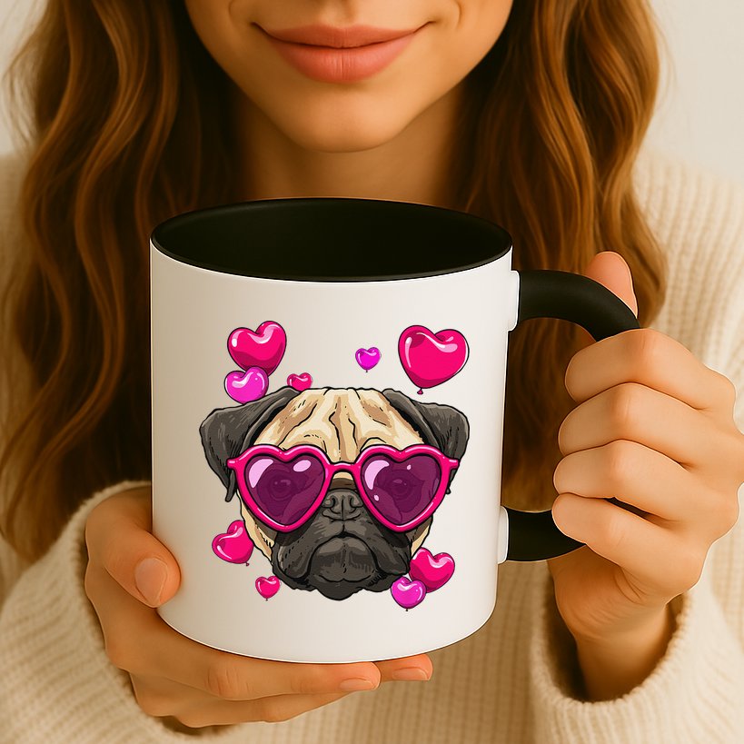 Pug Valentines Day Heart Pug Dog Lover Mug