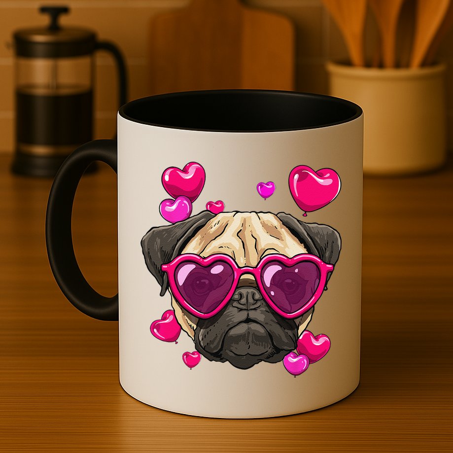 Pug Valentines Day Heart Pug Dog Lover Mug