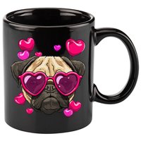 Pug Valentines Day Heart Pug Dog Lover 11oz C Handle Ceramic Mug