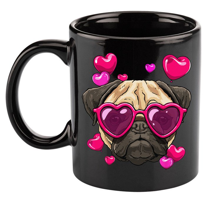 Pug Valentines Day Heart Pug Dog Lover 11oz C Handle Ceramic Mug
