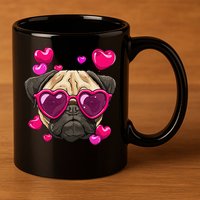 Pug Valentines Day Heart Pug Dog Lover 11oz C Handle Ceramic Mug