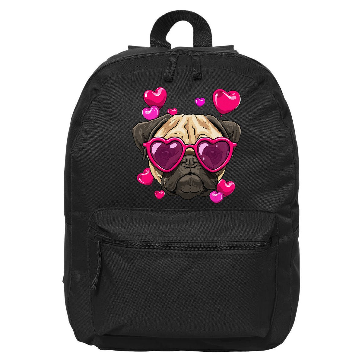 Pug Valentines Day Heart Pug Dog Lover 16 in Basic Backpack