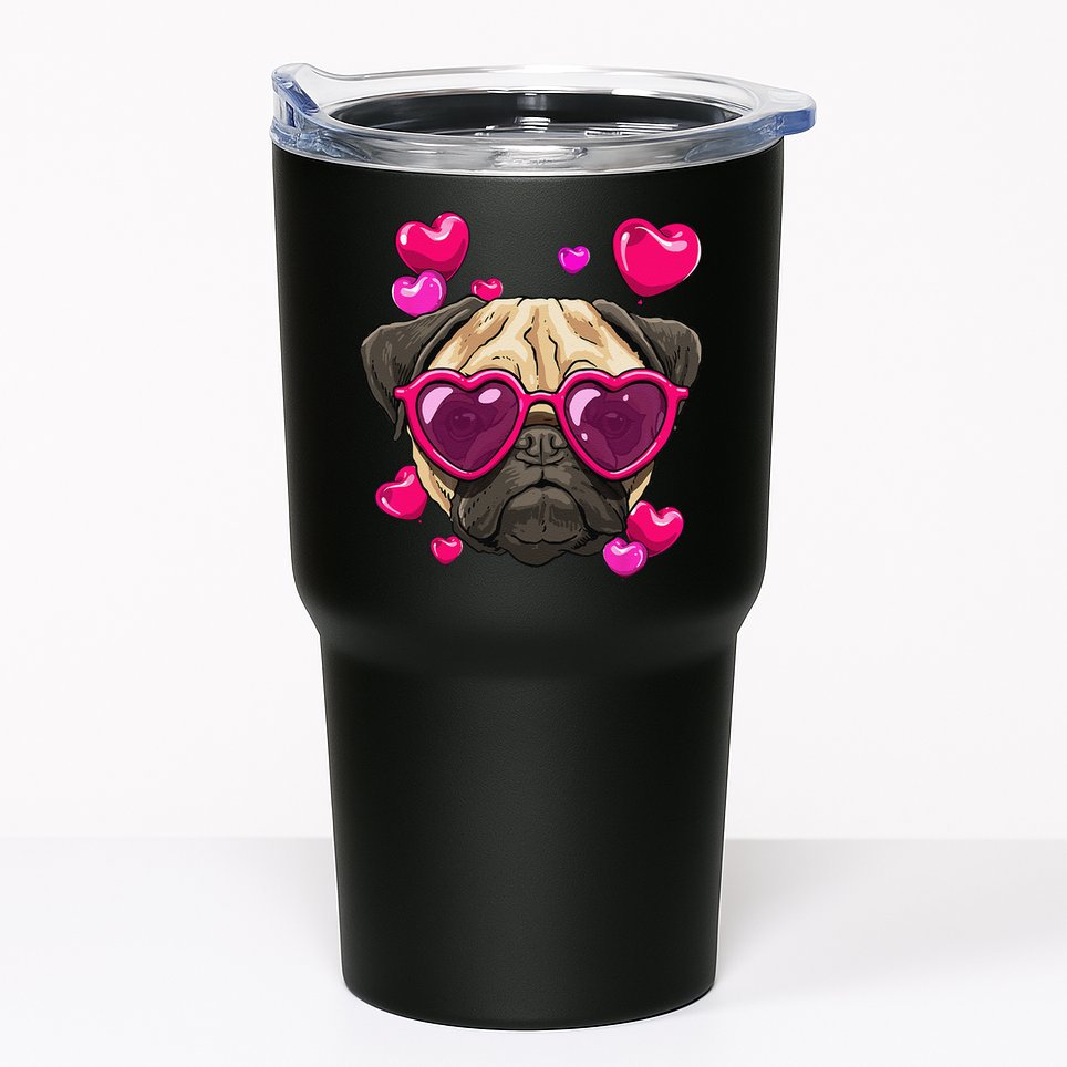 Pug Valentines Day Heart Pug Dog Lover Tumbler