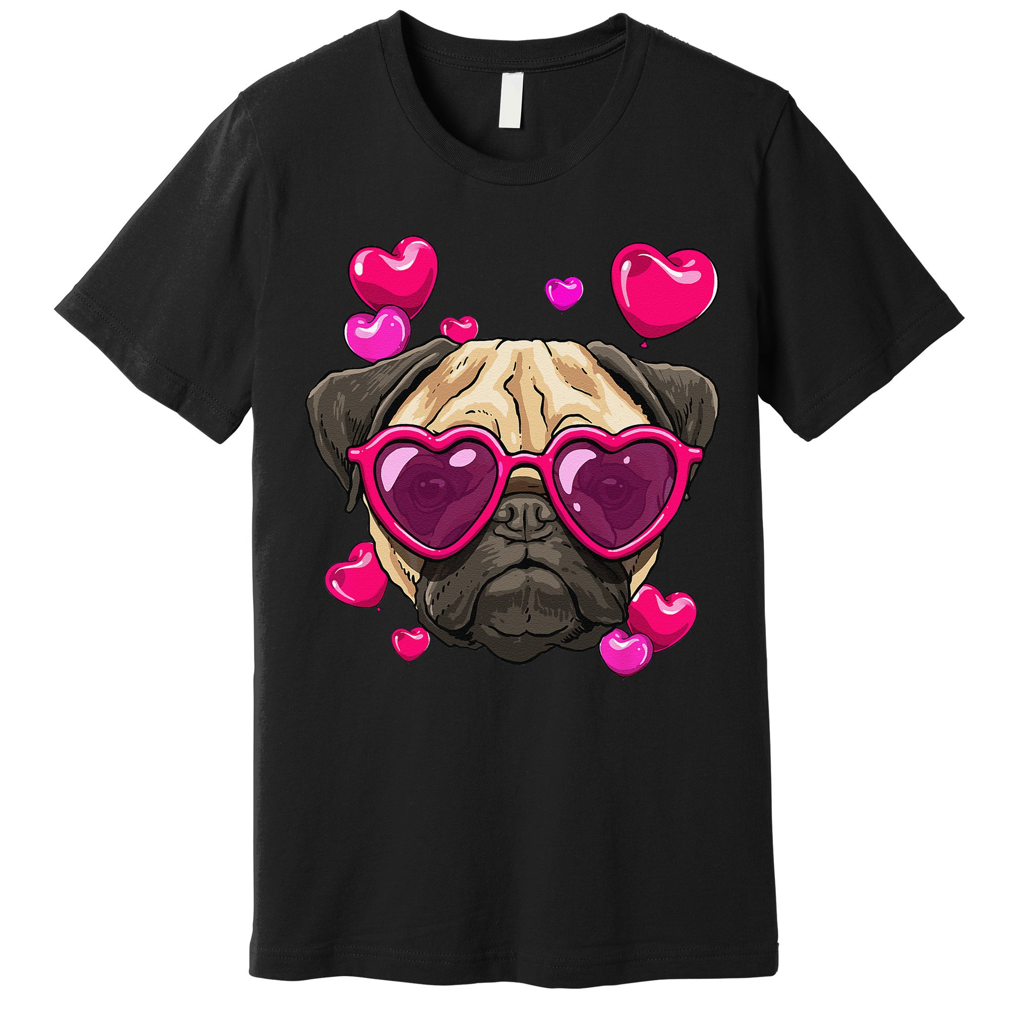 Pug Valentines Day Heart Pug Dog Lover Premium T-Shirt