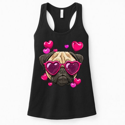 Pug Valentines Day Heart Pug Dog Lover Womens Tank Top