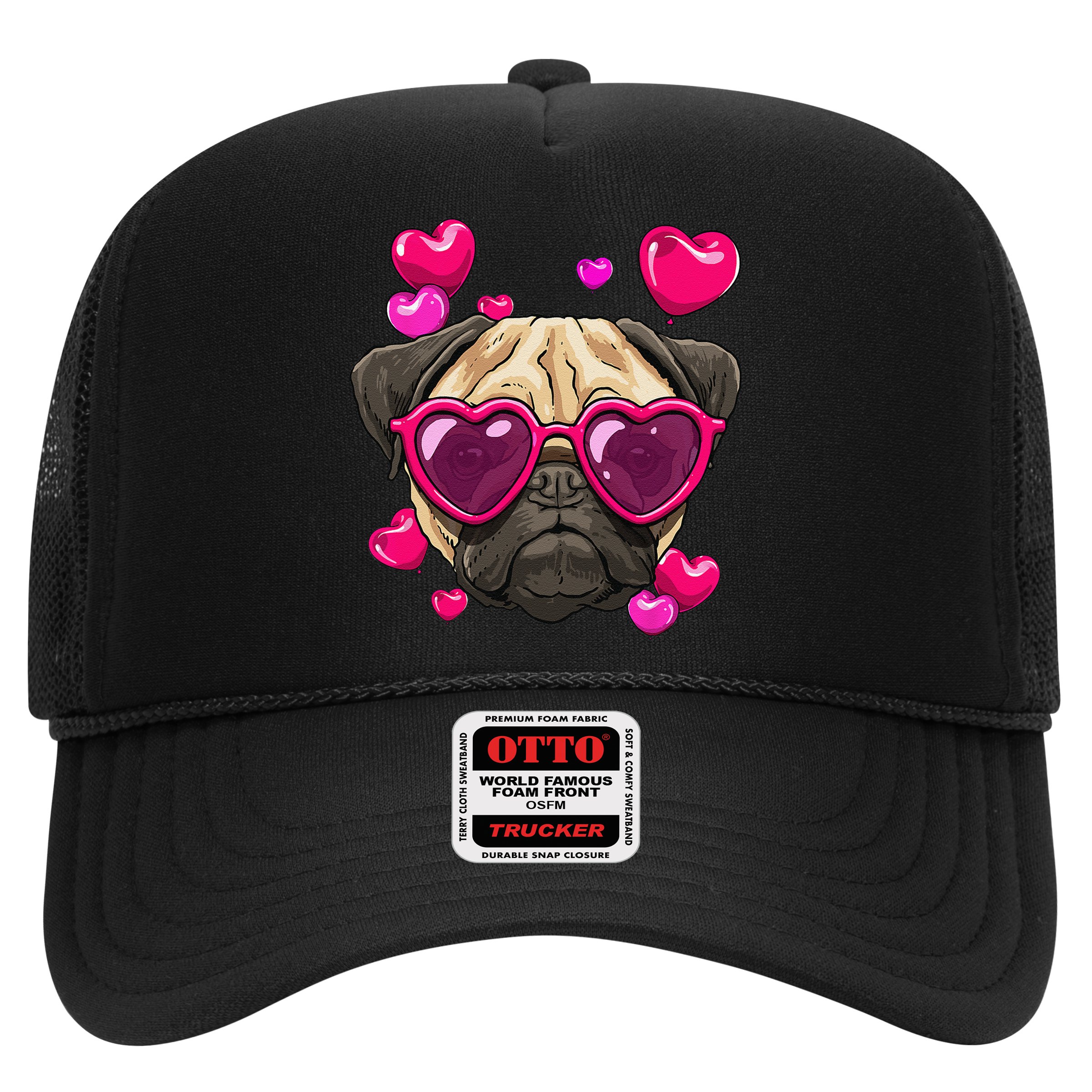 Pug Valentines Day Heart Pug Dog Lover Hat