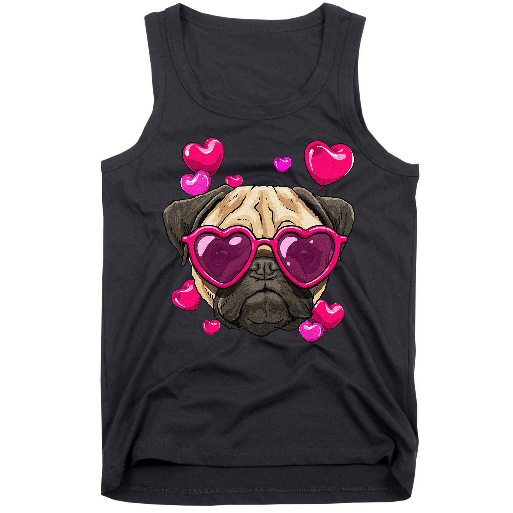Pug Valentines Day Heart Pug Dog Lover Tank Top