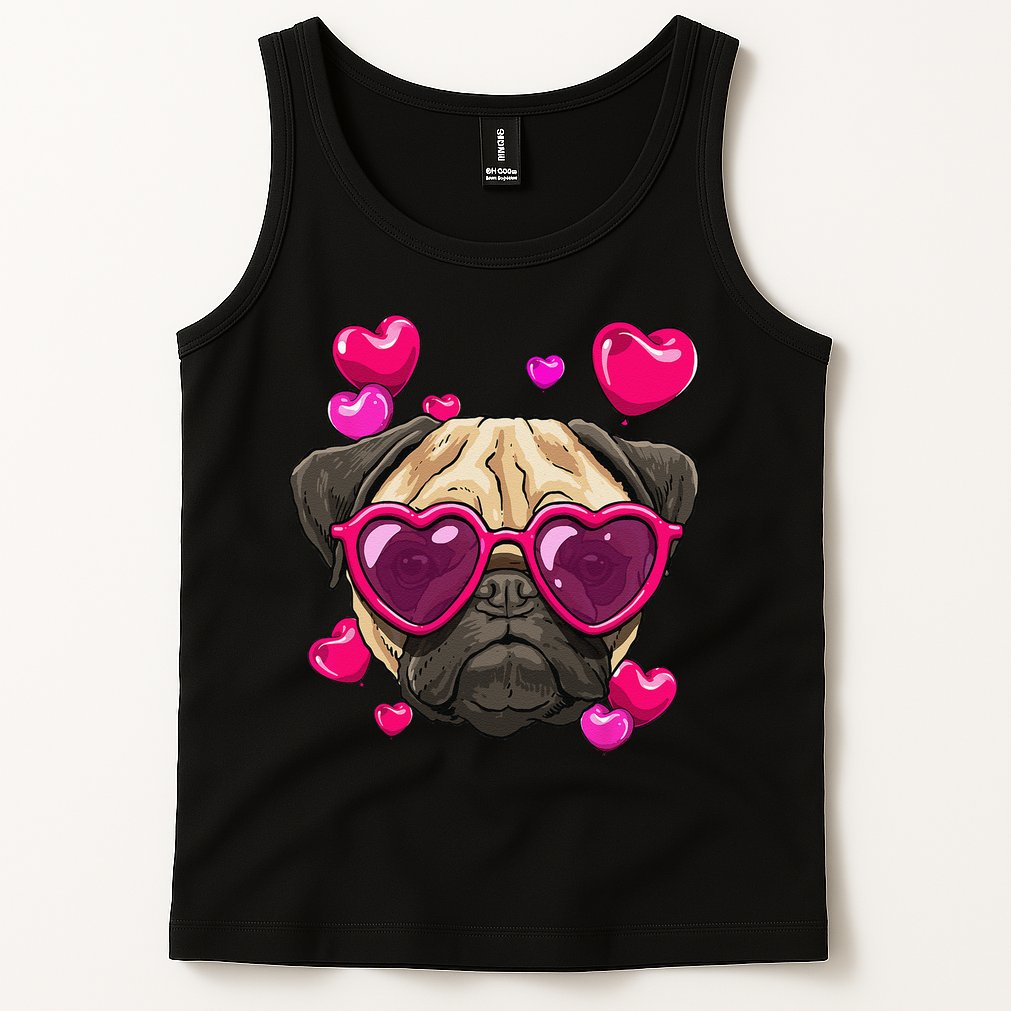 Pug Valentines Day Heart Pug Dog Lover Tank Top