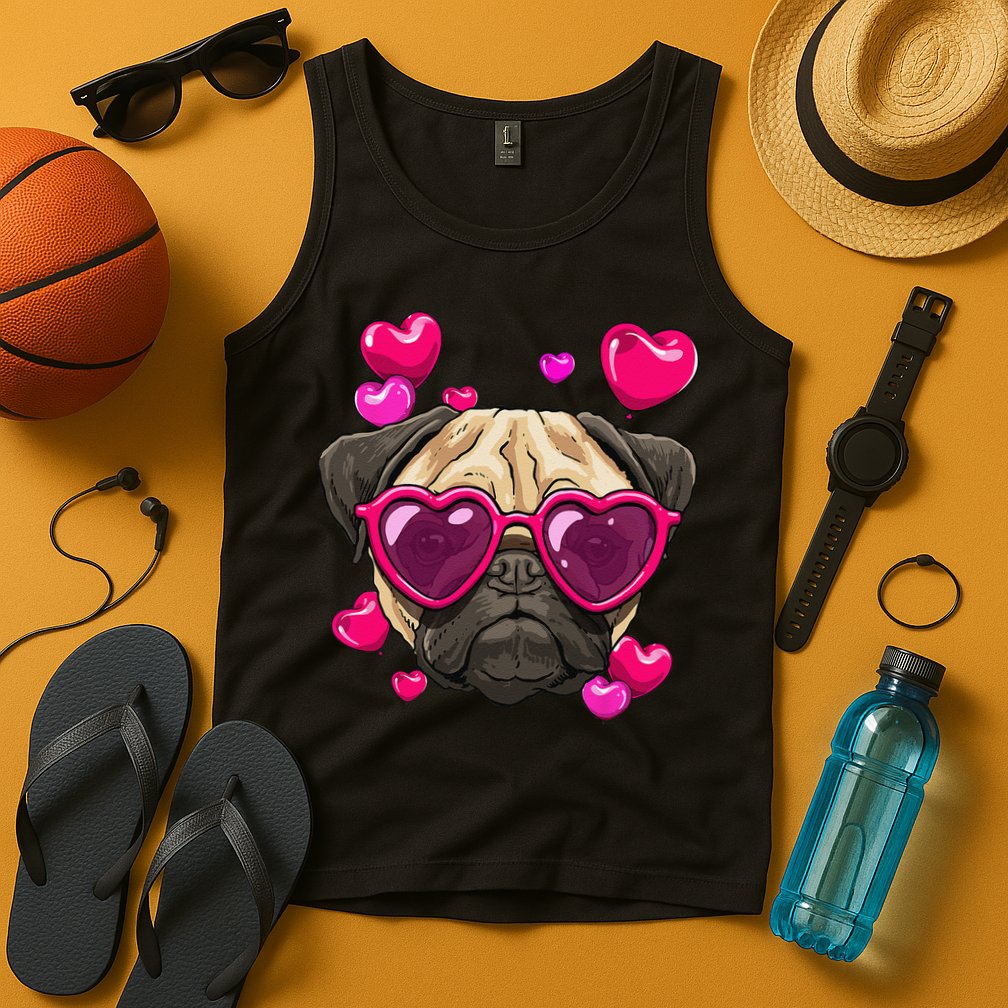 Pug Valentines Day Heart Pug Dog Lover Tank Top