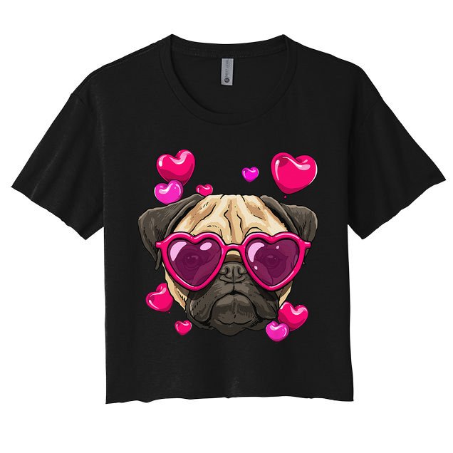 Pug Valentines Day Heart Pug Dog Lover Crop Top