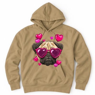 Pug Valentines Day Heart Pug Dog Lover Hoodie