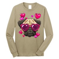 Pug Valentines Day Heart Pug Dog Lover Long Sleeve Shirt