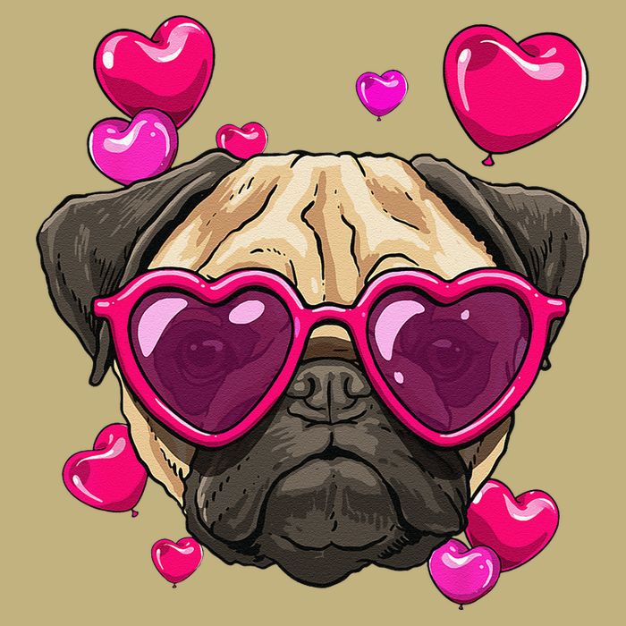 Pug Valentines Day Heart Pug Dog Lover Long Sleeve Shirt