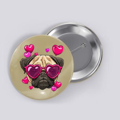 Pug Valentines Day Heart Pug Dog Lover Button