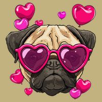 Pug Valentines Day Heart Pug Dog Lover Button