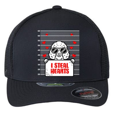 Poodle Valentine's Dog Lover Hearts Valentines Day Caniche Cute Gift Flexfit Unipanel Trucker Cap