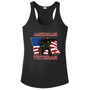 Proud Veteran Dad Gift American Flag Dad Veteran Gift Ladies PosiCharge Competitor Racerback Tank