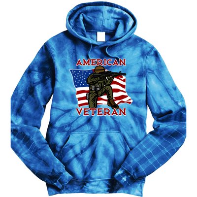 Proud Veteran Dad Gift American Flag Dad Veteran Gift Tie Dye Hoodie