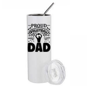 Proud Volleyball Dad Father Cool Hobby Sport Quote Gift Stainless Steel Tumbler