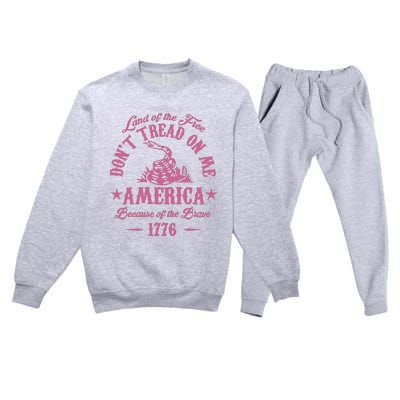 Patriotic Vintage Dont Tread On Me Snake Premium Crewneck Sweatsuit Set