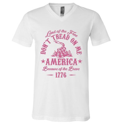 Patriotic Vintage Dont Tread On Me Snake V-Neck T-Shirt