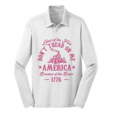 Patriotic Vintage Dont Tread On Me Snake Silk Touch Performance Long Sleeve Polo