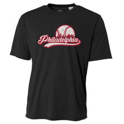 Philadelphia Vintage Distressed Baseball Lovers Cityscape Cooling Performance Crew T-Shirt