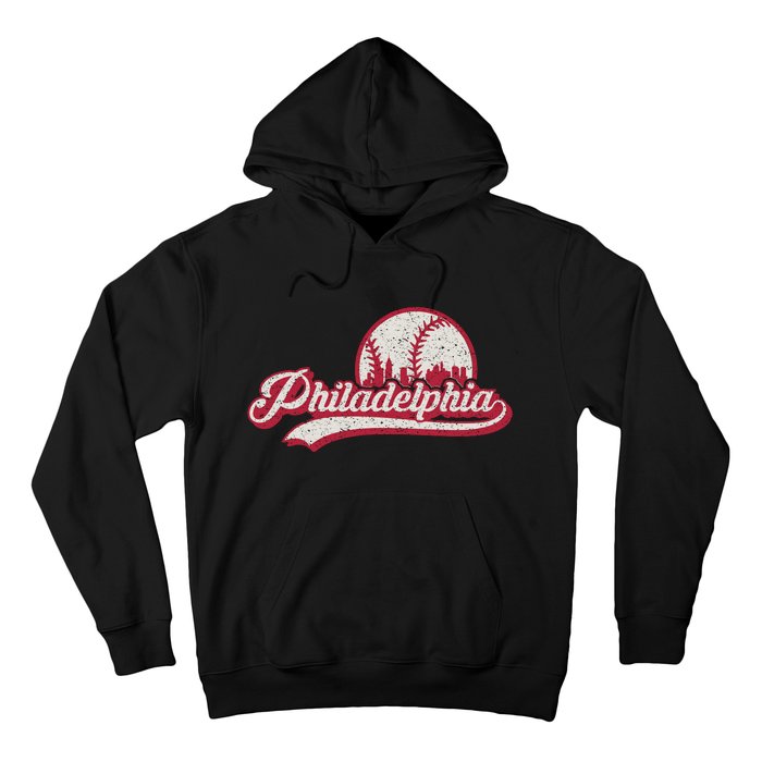 Philadelphia Vintage Distressed Baseball Lovers Cityscape Hoodie