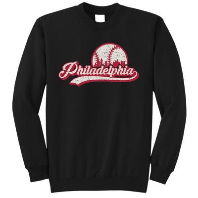 Philadelphia Vintage Distressed Baseball Lovers Cityscape Sweatshirt