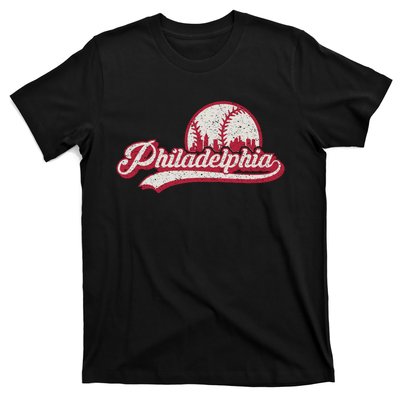 Philadelphia Vintage Distressed Baseball Lovers Cityscape T-Shirt