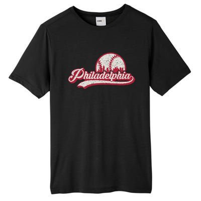 Philadelphia Vintage Distressed Baseball Lovers Cityscape Tall Fusion ChromaSoft Performance T-Shirt