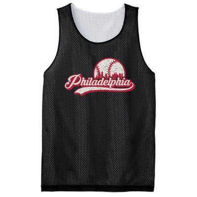 Philadelphia Vintage Distressed Baseball Lovers Cityscape Mesh Reversible Basketball Jersey Tank