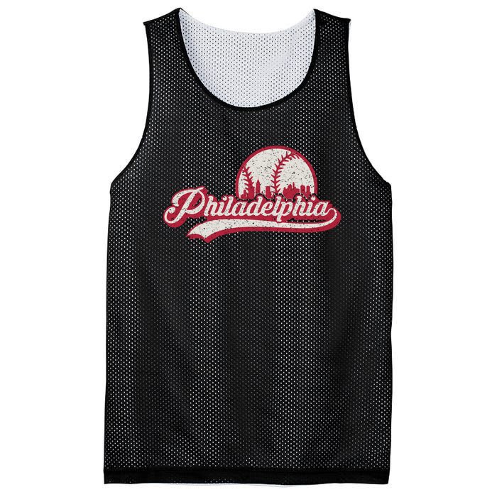 Philadelphia Vintage Distressed Baseball Lovers Cityscape Mesh Reversible Basketball Jersey Tank