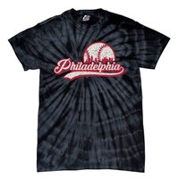 Philadelphia Vintage Distressed Baseball Lovers Cityscape Tie-Dye T-Shirt