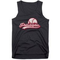 Philadelphia Vintage Distressed Baseball Lovers Cityscape Tank Top