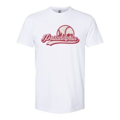 Philadelphia Vintage Distressed Baseball Lovers Cityscape Softstyle CVC T-Shirt