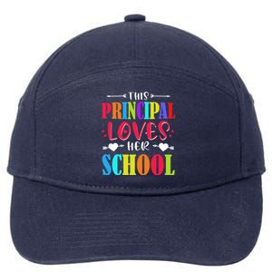 Principal Valentines Day Gift Hearts Loves Her School Great Gift 7-Panel Snapback Hat