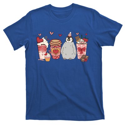 Penguin Valentines Day Animal And Coffee Lovers Funny Gift T-Shirt