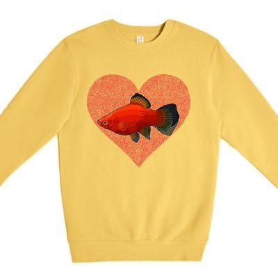 Platies Valentines Day Fish Love Fingerprint Gift Premium Crewneck Sweatshirt