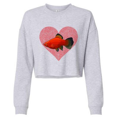 Platies Valentines Day Fish Love Fingerprint Gift Cropped Pullover Crew