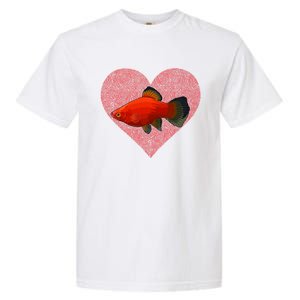 Platies Valentines Day Fish Love Fingerprint Gift Garment-Dyed Heavyweight T-Shirt