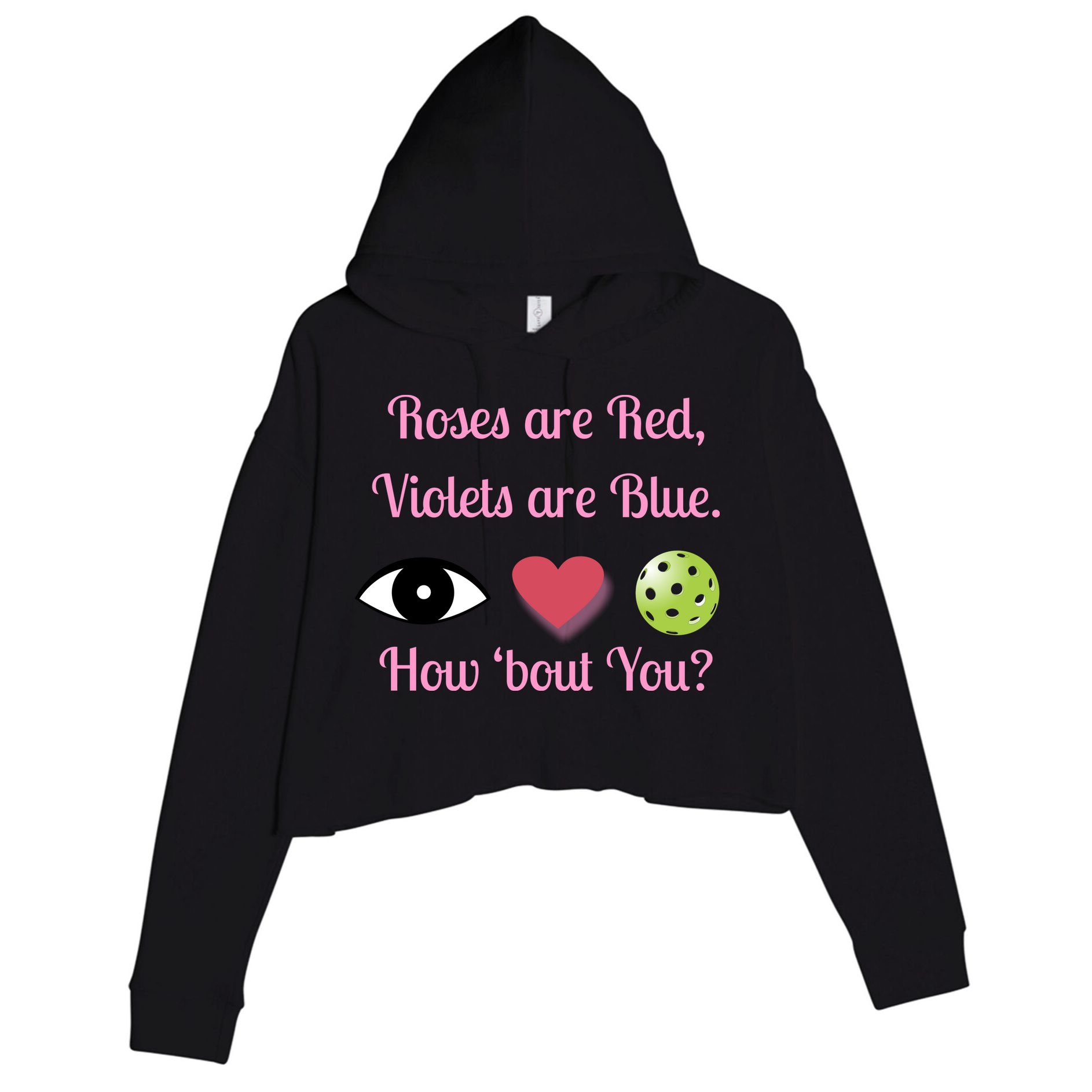 Pickleball Valentines Day, Fun Pickleball, Pickleball Heart Crop Fleece Hoodie