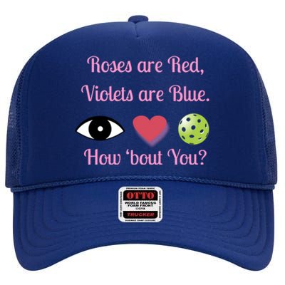 Pickleball Valentines Day, Fun Pickleball, Pickleball Heart High Crown Mesh Back Trucker Hat