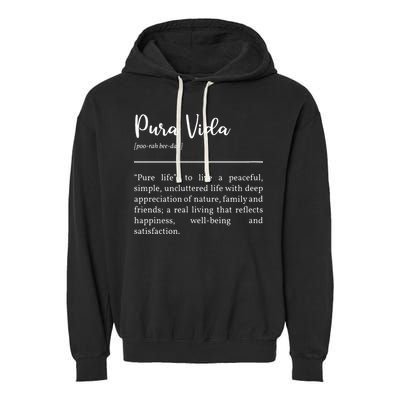 Pura Vida Definition In White Typographic Garment-Dyed Fleece Hoodie